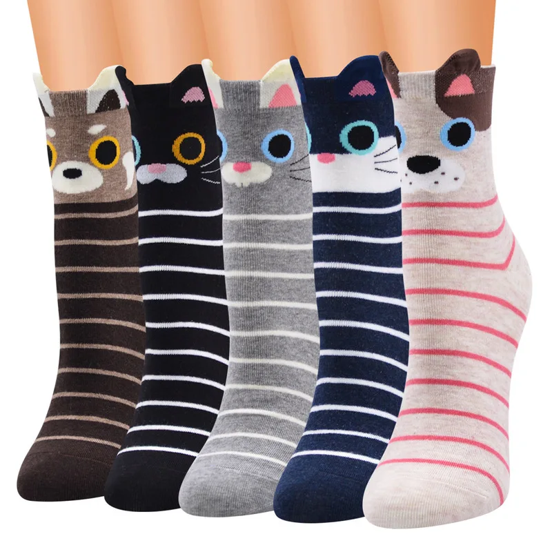 

Urgot 6 Pairs New Korean Style Cartoon Animal In tube Socks Female Cat And Dog Pattern Ladies Socks Cotton Comfortable Socks Sox