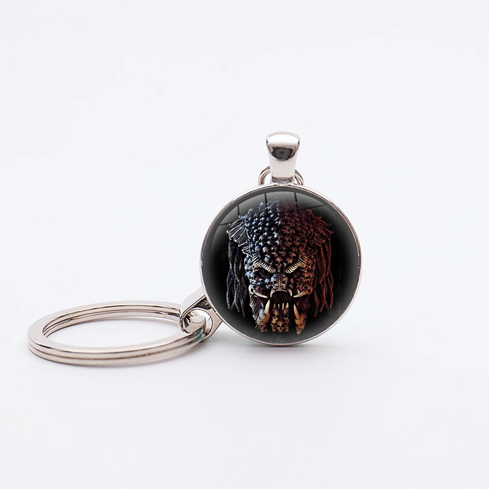 Hot Movies Aliens Vs Predator Pendants Keychains Handmade Glass Dome Cabochon Silver Plated Pendant Keyring Jewelry