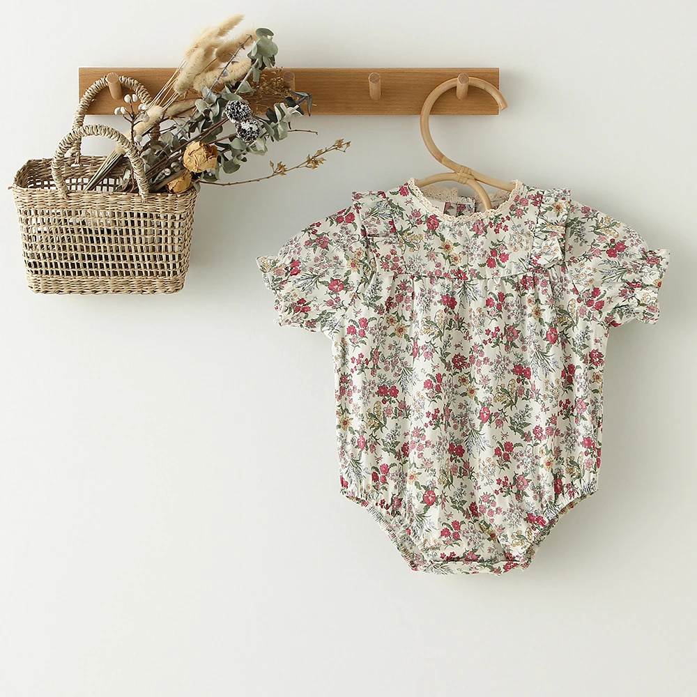 Baby Girl Summer Clothing Baby Flower Floral Romper Cotton Soft Loose Newborn Girl Jumpsuit Dress Fashion Infant Outfit Clothes