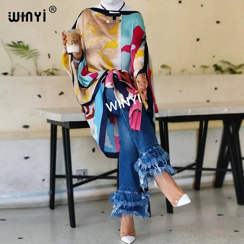 WINYI superior quality sukienk boho dress maxi Print Bohemia Loose Elegant Muslim Abaya Bazin Robe Gowns Broder Riche