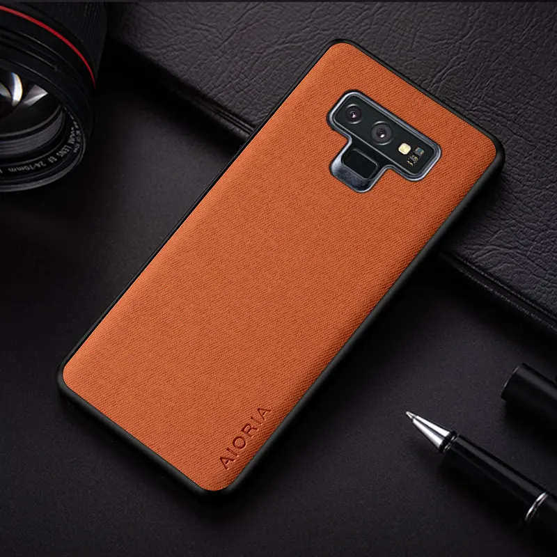 Case for Samsung Galaxy Note 9 coque fashion simple design solid color textile Leather shockproof protective Back Cover funda