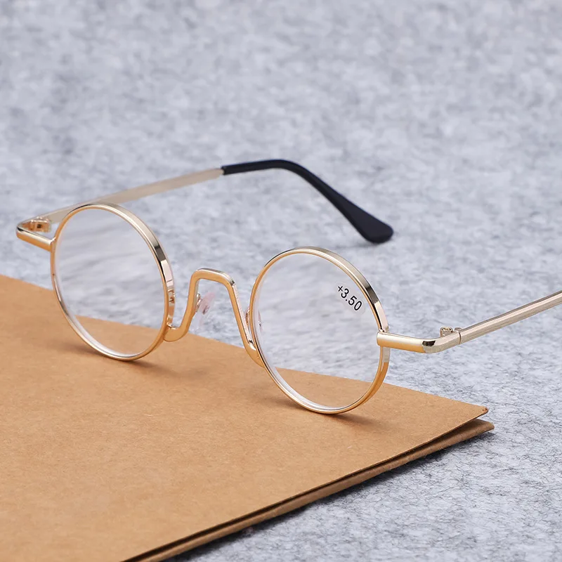 Vintage Small Round Anti-fatigue Reading Glasses Gold Silver Metal Computer Eyewear Ultralight Clear Magnifier