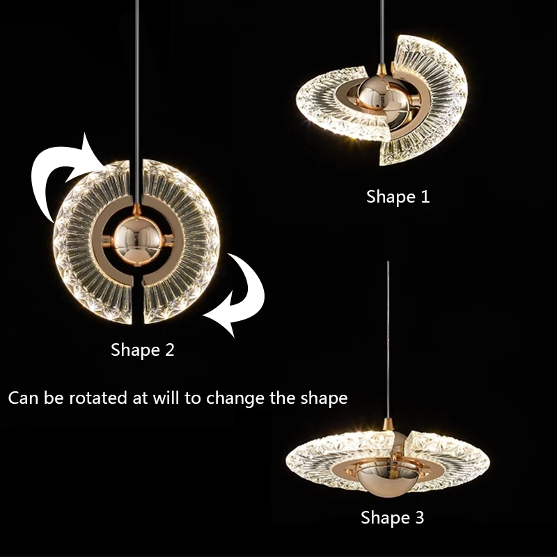 Nordic UFO LED pendant lights bedside hanging lamp decoration Dining bedroom Kitchen Island Round rotatable luxury chandelier