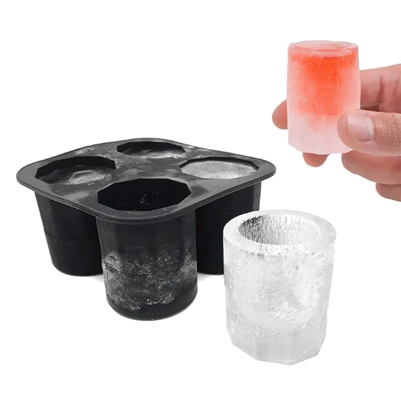 Shot Glass Ice Mold Cool 4 Cups Silicone Tray Great For Summer Party Home Kitchen Event