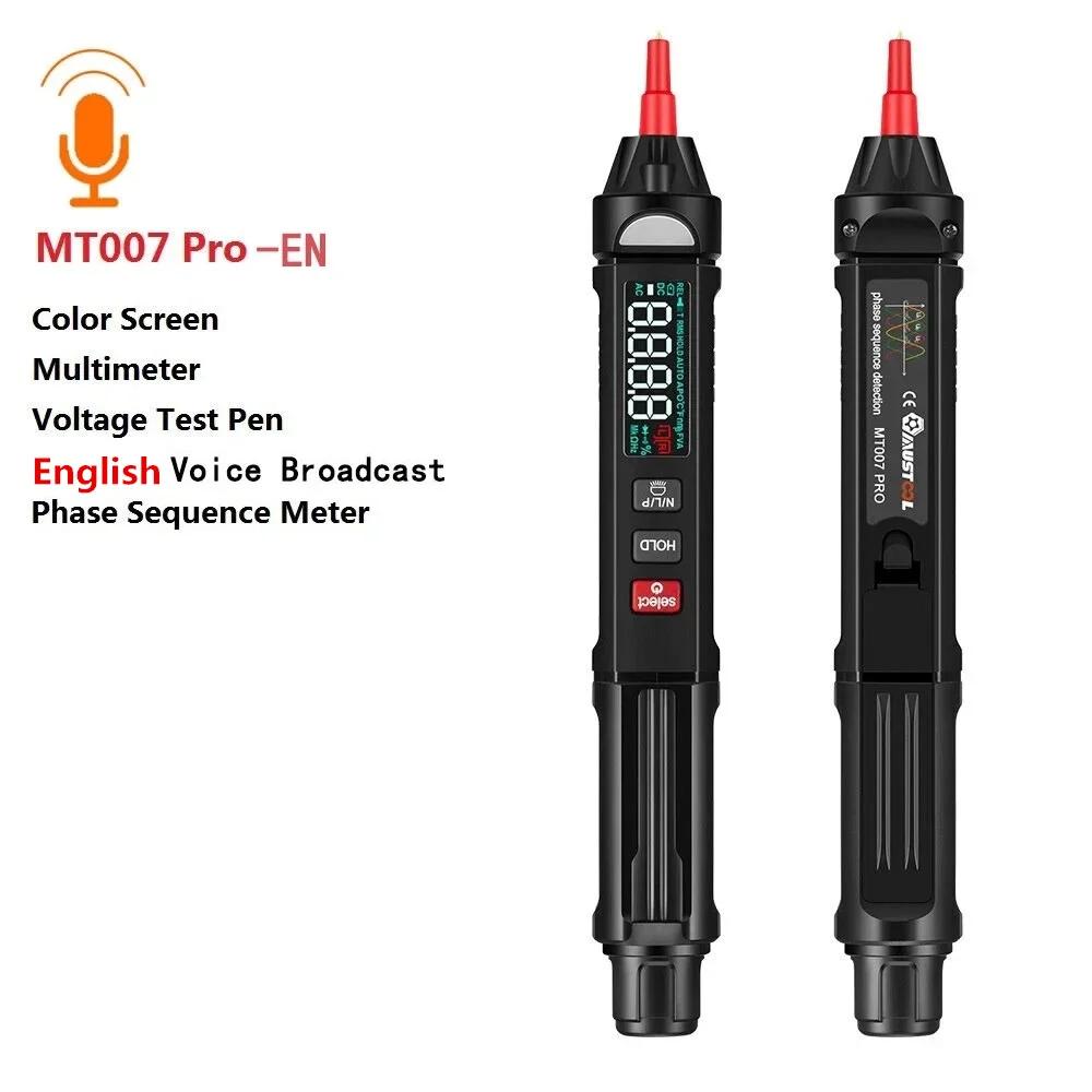 MUSTOOL MT007Pro/ MT007 Pen Shape Digital Multimeter Test Lead Normal LCD/Anti Display Screen True RMS Without Battery Black