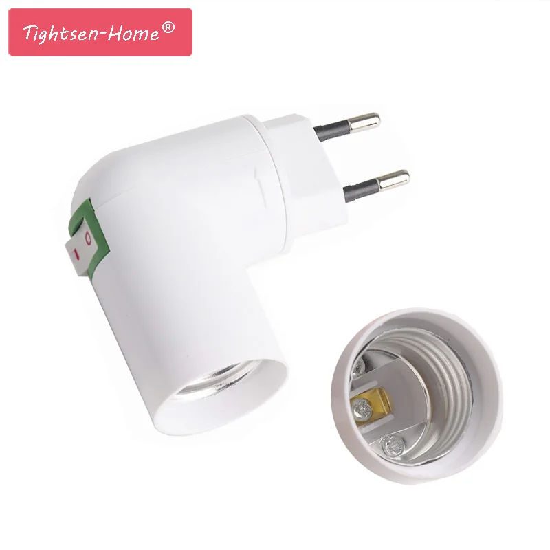 EU US plug PP to E27 Base Soket Convertor Splitter Lamp Holder With ON/OFF Switch Socket Adapter Screw Converter E27 Bulb