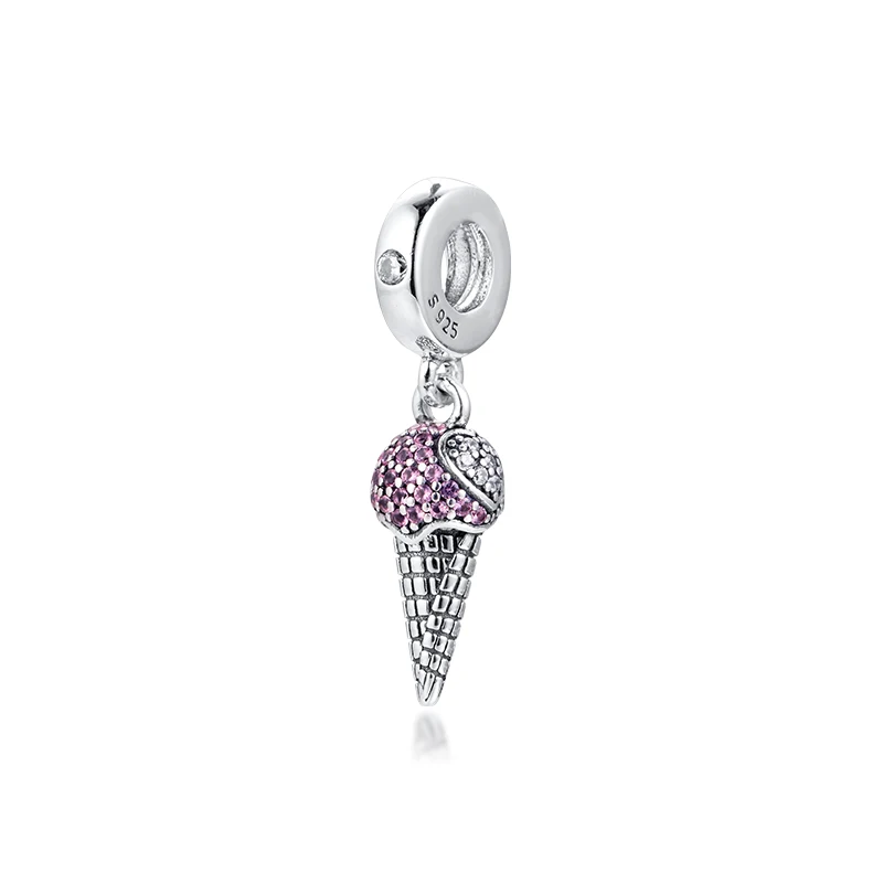 Pave Ice Cream Cone Dangle 2022 Christmas Charms Sale Fits Sterling Jewelry S925 Bracelets For Woman Beads For Jewelry Making