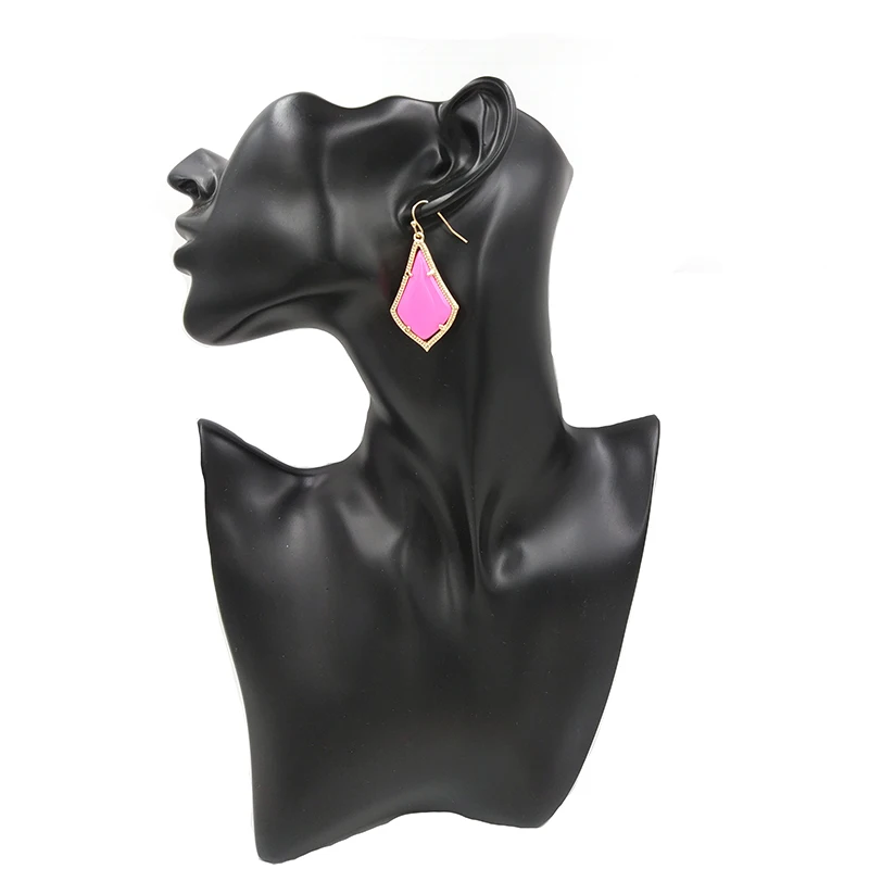 Amazing Quality Hot Pink Resin Smooth WaterDrop Dangle Earring for Women