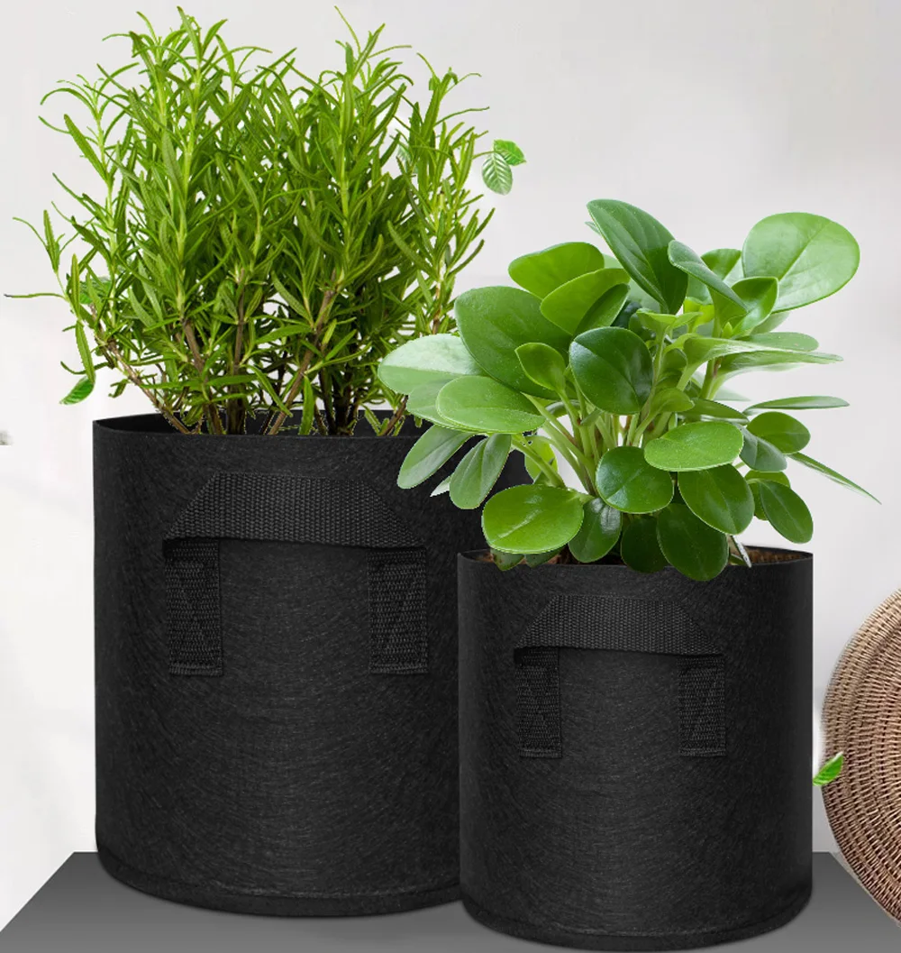 1pcs 1/2/3/5/7/10/15 Gallon Fabric Root Pots Smart Plant Grow Pot Bags Home Gardening Plant Flower Vegetable Planter Container