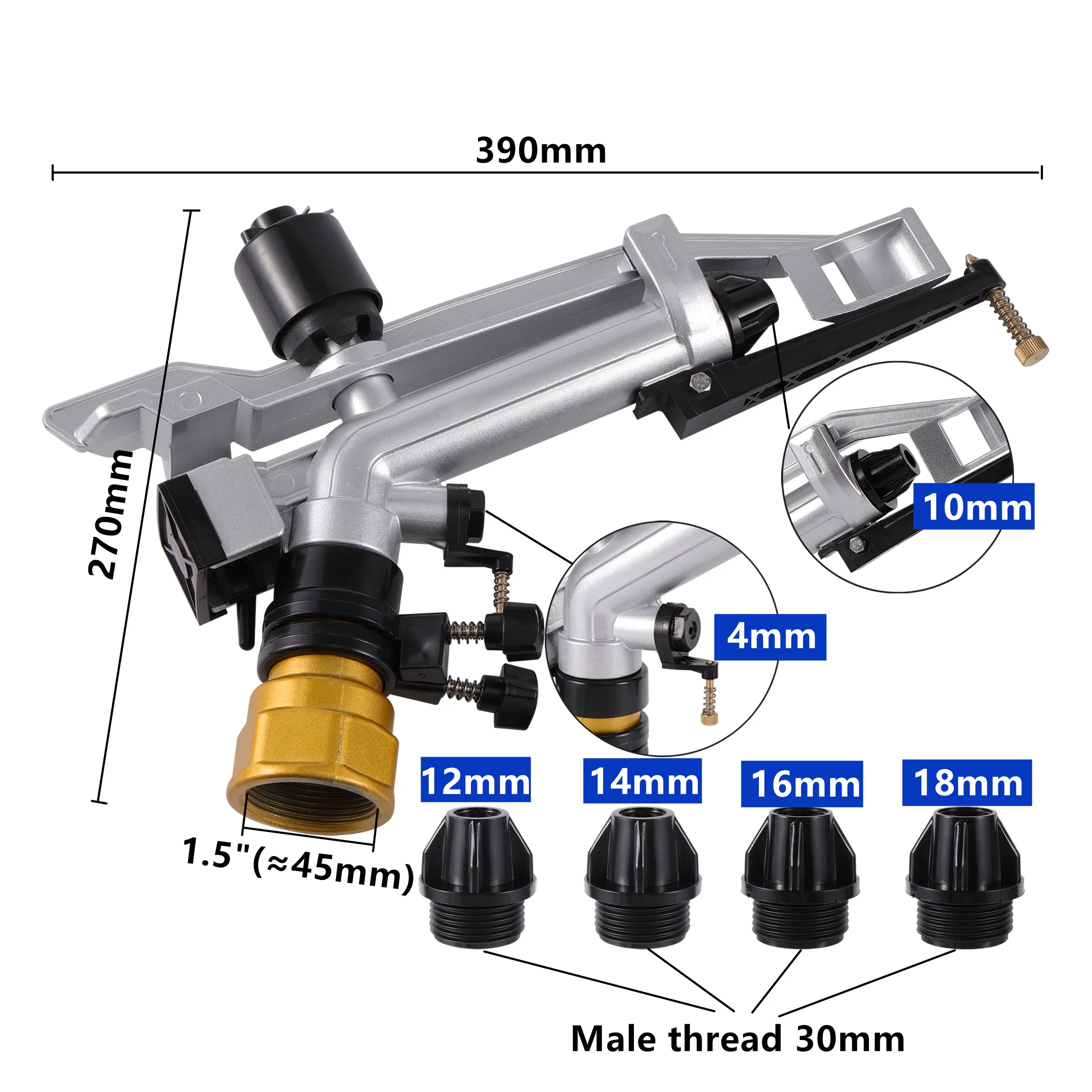 Imagem -02 - Fêmea Rosca Longo Spray Jardim Irrigação Distância Sprinklers Gun Pcs Bicos Cabeça para Agricultura Irrigação 1.5
