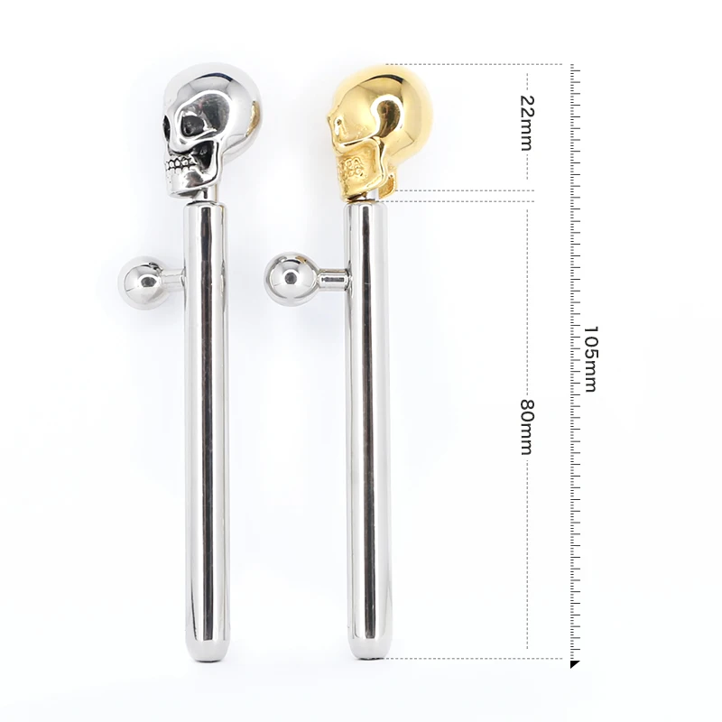 Gold Skull Urethral Sound Urethra Catheter Male Penis Plug Tube Urethral Stretcher Urethral Sound Dilator Adult Sex Toys for Men