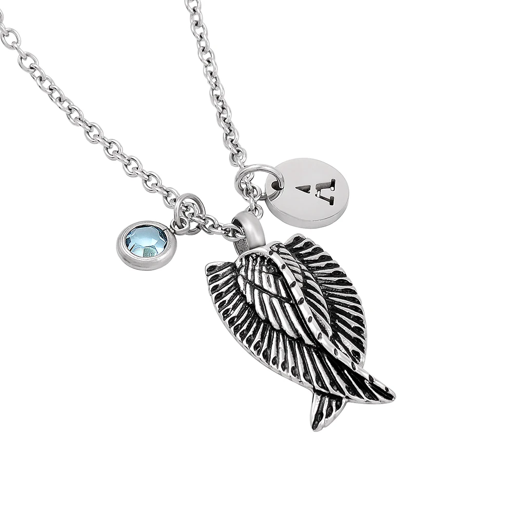 

IJMD0048 Wing Cremation Necklace Commemorative Memorial for Ashes Souvenir Funeral Box urn Pendant Necklace Jewelry