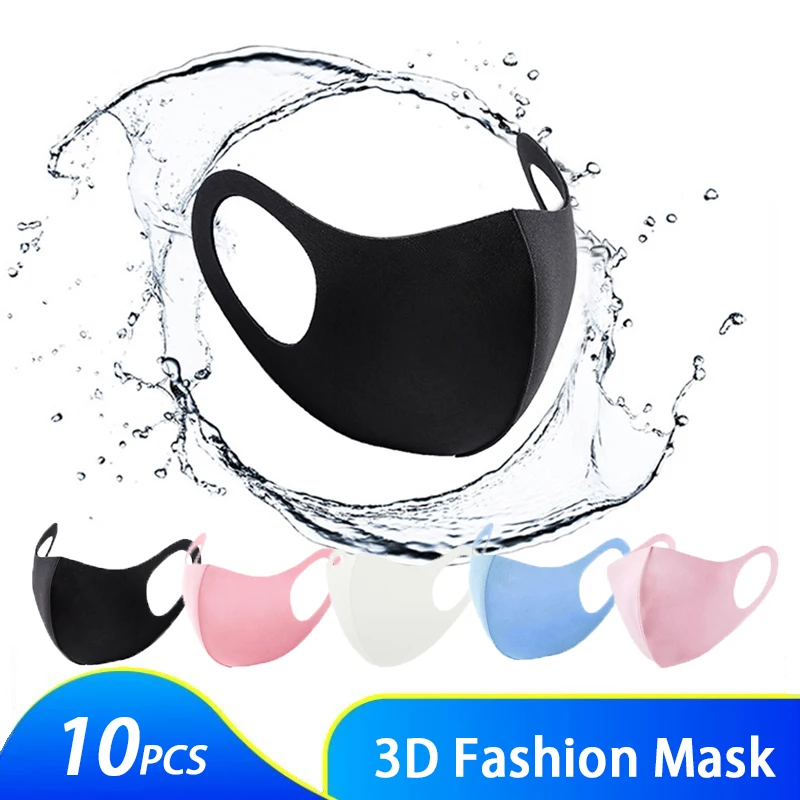 10pcs Fashionable Black/white/pink/blue/gray Dustproof  Reusable Washable Cubrebocas Mascarilla