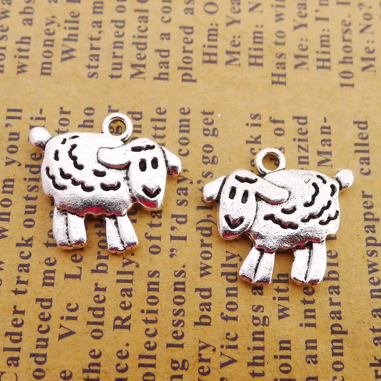 10pcs/Lot 16x18mm Lamb Sheep Alloy Charms Antique Silver Color Pendants for DIY Jewelry Making Charm