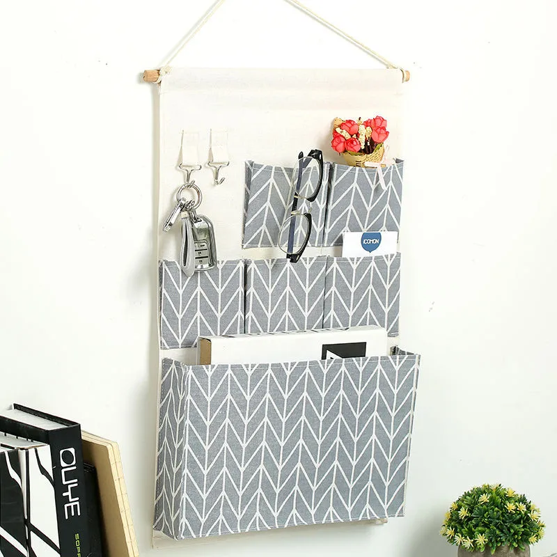 7 Pockets Storage Hanging Bag Wall Hanging Type Door Dormitory Bedroom Creative Fabric Wardrobe Underwear Storage Hanging Bag