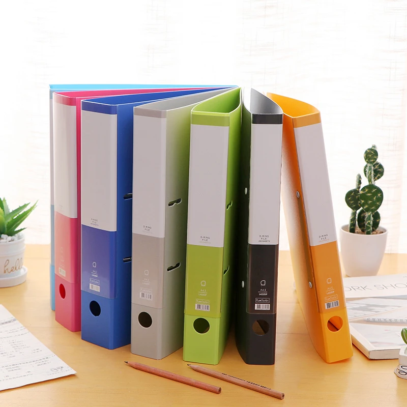 Colorful File Cover Large Capacity 2 Ring Binder A4 File Folder For Document Organizer Office Supplies