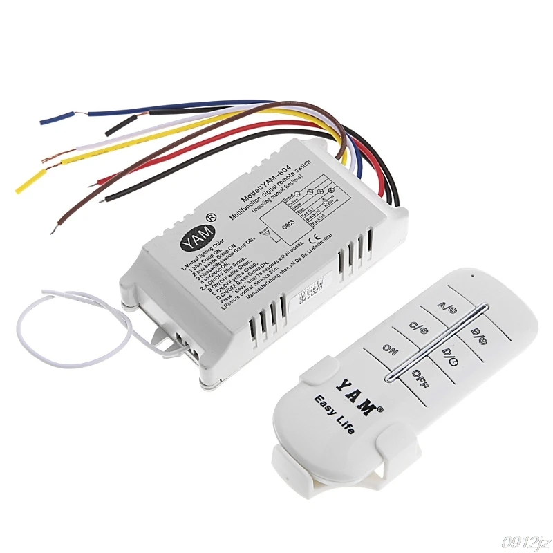 220V 1/2/3/4 Ways Wireless ON/OFF Lamp Remote Control Switch Receiver Transmitter