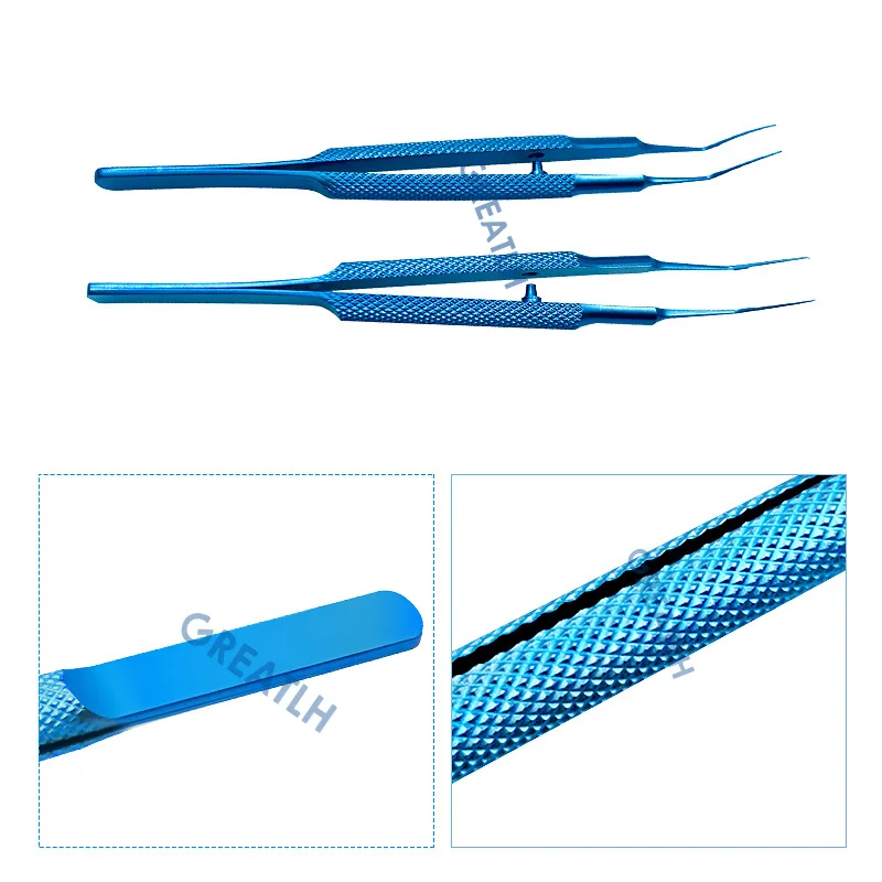 Titanium Capsulorhexis Forceps Veterinary Ophthalmic Tweezer Curved 108mm Ophthalmic Eye Instrument