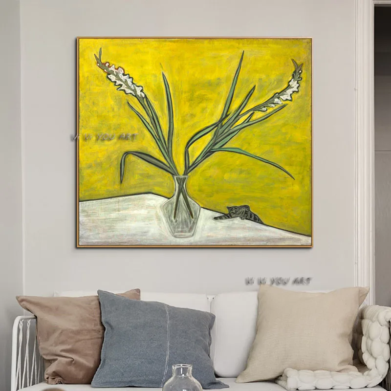 

100% Handmade Abstract Oil Painting On Canvas Colorful Flowers Minimalist Modern Wall Art Decorative For Living Room