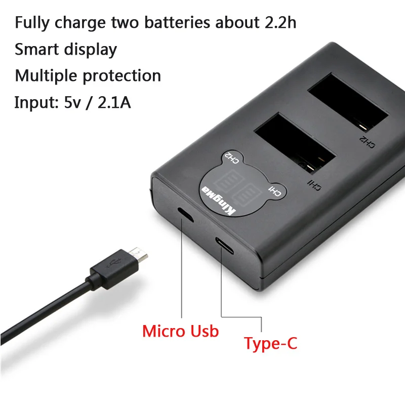 Accessories For GoPro Max Battery Li-ion Rechargeable Battery + LCD Dual Batteries Charger For GoPro Hero 8 Max Action Camera