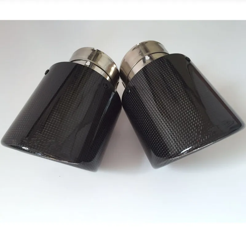 1 Piece: Glossy Carbon Fiber Muffler Tip Exhaust System Pipe Nozzle Universal Crimping Stainless