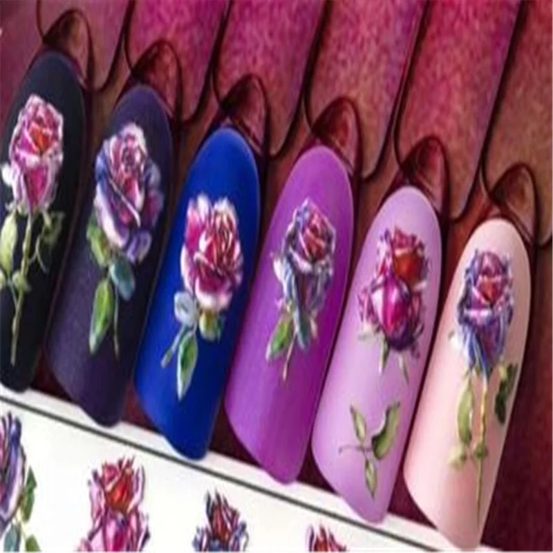 Pegatinas de uñas cúbicas 6D para mujer y niña, calcomanías de acrílico con flores grabadas sin rastro, flor de celebridad, tobogán de agua, regalo de manicura