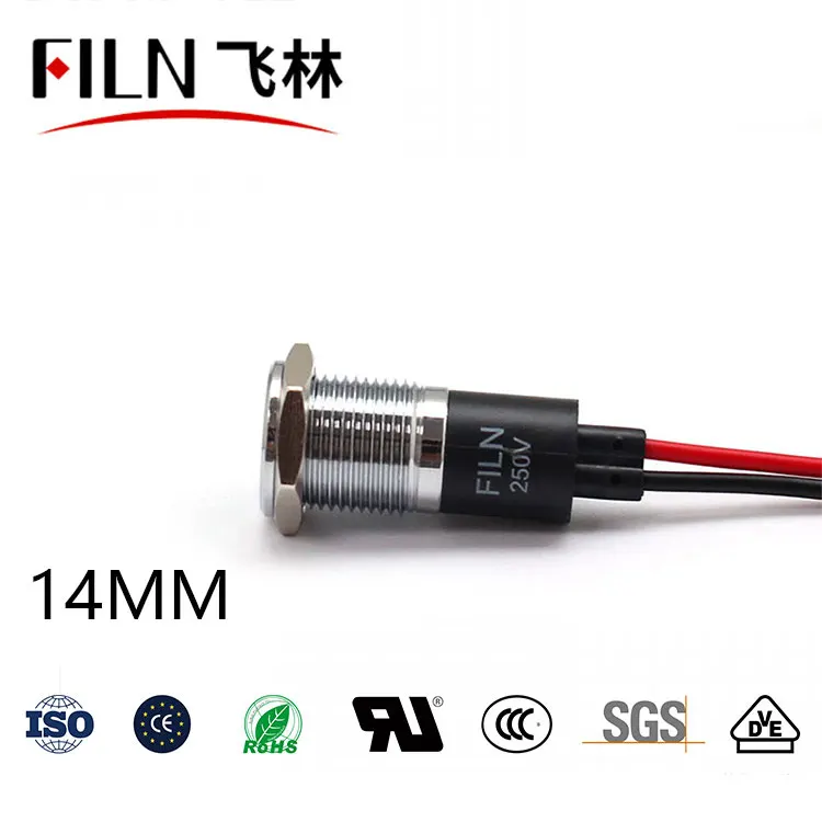 FILM Metall 14 mm 12 V 24 V 220 V 110 V hochwertige Signalleuchten für Verteilerkasten, LED-Anzeigeleuchten mit Draht – Detail 4