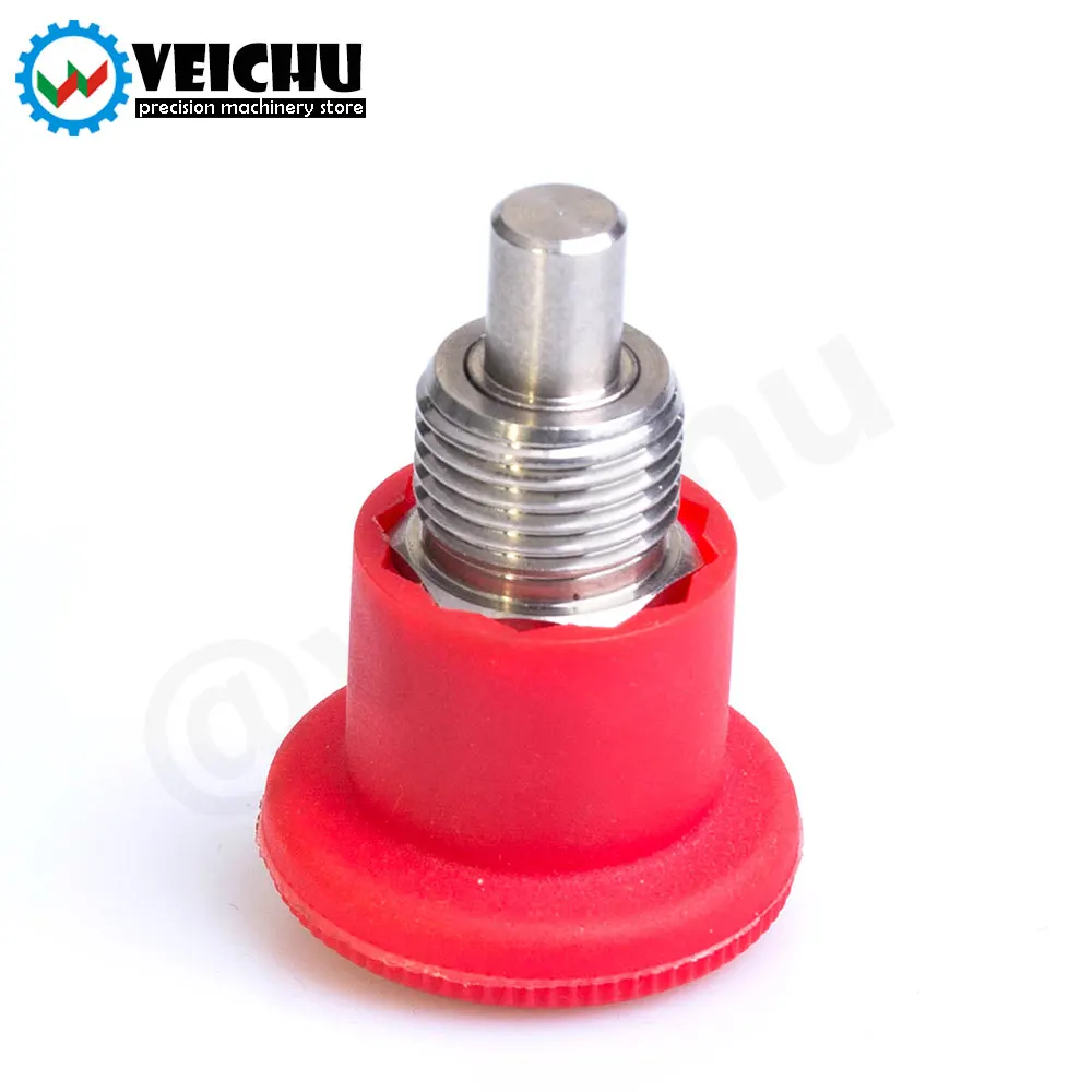 Red VCN218 Plastic Knob Stainless Steel Body Spring Plunger Locating Pins Lock-Out Fine/Coarse Thead Mini Indexing Plungers