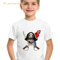 Cartoon t-shirt per bambini per ragazzi abbigliamento per bambini abbigliamento per bambina maglietta per bambini ragazze kawaii skull Pirate Parrot graphic tee boy t-shirt