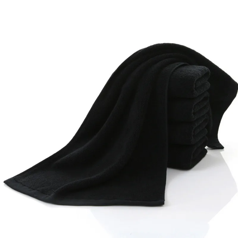 Cottonnon-fading Black Towel Soft Bamboo Fiber Towel Thickened Absorbent Black Towel For Home Hotel Beauty Salon