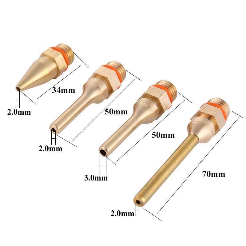 Hot Melt Glue Gun Nozzle 2.0x100mm 2.0x70mm 2.0x50mm 3.0x50mm Long Short Pure Copper Glue Gun Nozzle