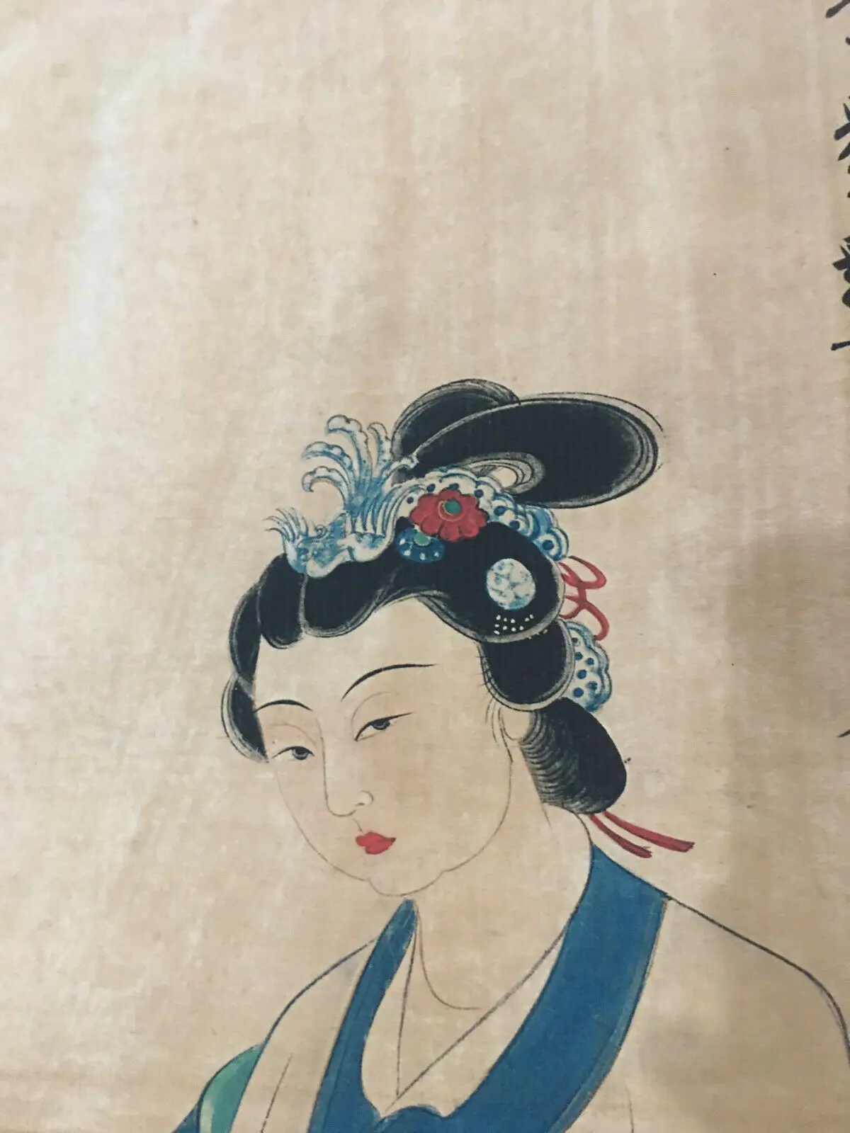 China Old Scroll Zhang Daqian's Painting Of Ladies Painting Rice Paper Painting