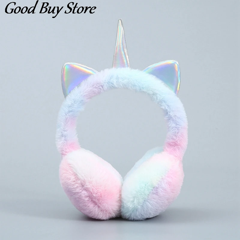 Cute Unicorn Earmuffs Ear Muffs Women Kids Lovely Cat Ears Warmer Plush Headband Fur Headphones Winter Cycling Fluffy Earflap