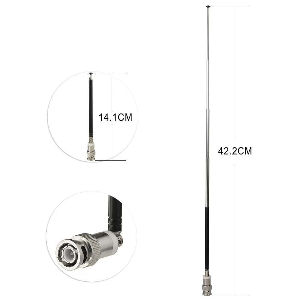 Eightwood Telescopic Antenna Aerial BNC Plug Male Connector for Portable Radio Scanner VHF UHF System Sound Voice Machines 2PCS