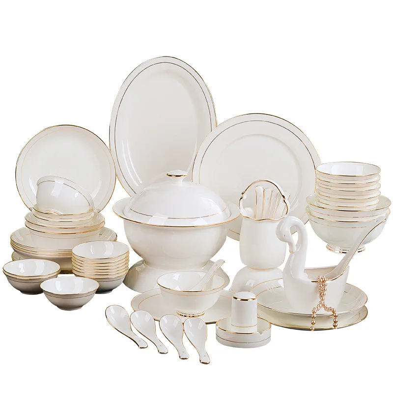 Jingdezhen tableware set hotel ceramic bone china tableware plate plate Phnom Penh ceramic tableware set Bowl Ceramic Bowl