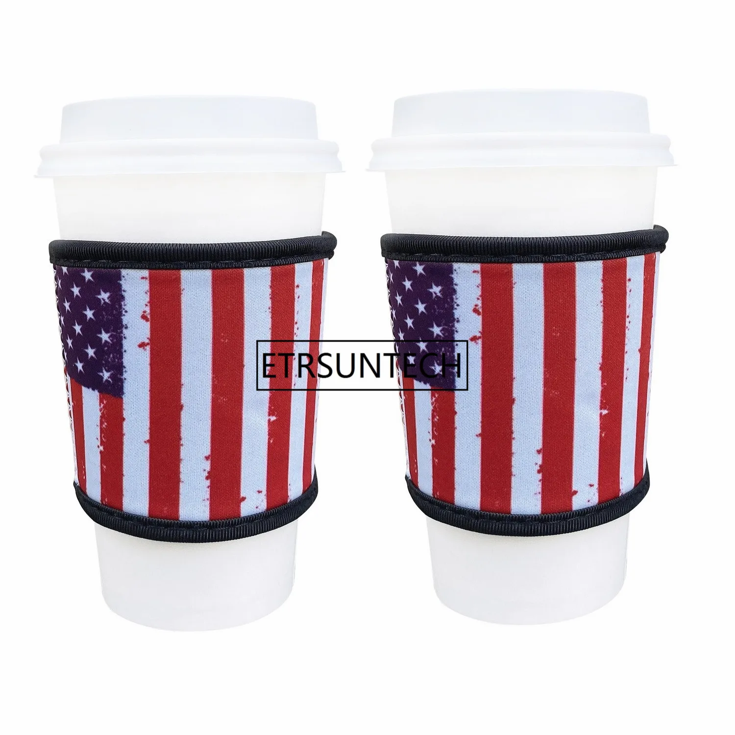 2PCS Neoprene Heat Resistant 4mm Thick Insulated Reusable Hot Coffee Cup Sleeves for Hot Coffee and Tea 12oz-24oz Cups