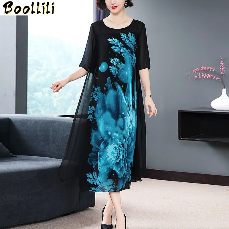

Vintage Chiffon Boollili Maxi Dress Women Clothes 2023 Summer Elegant Party Dress Women Dresses Plus Size Vestido