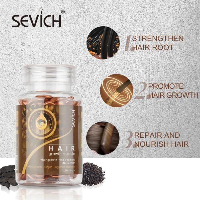 Sevich-cápsula de jengibre para el crecimiento del cabello, tratamiento nutritivo para la pérdida de cabello, suero multiflorum, ayuda al