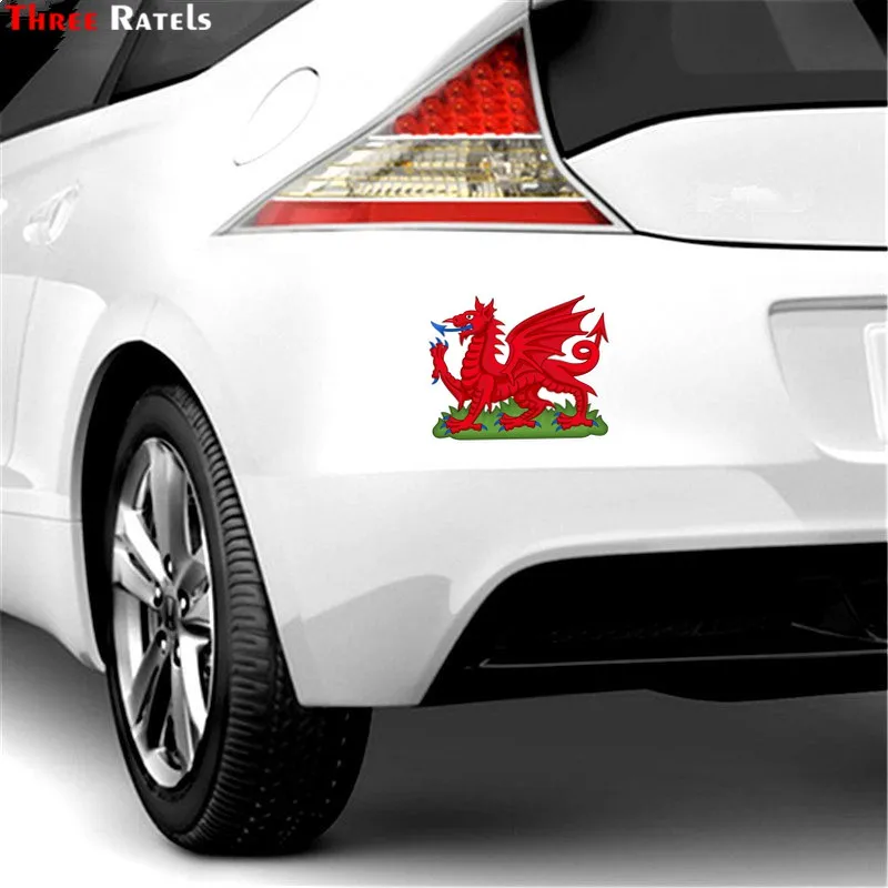 Three Ratels FCT-638# 13x16cm Red Dragon Badge Of Wales Waterproof Car Sticker Decal Motorcycles Decoration On Window Wall Bumpe