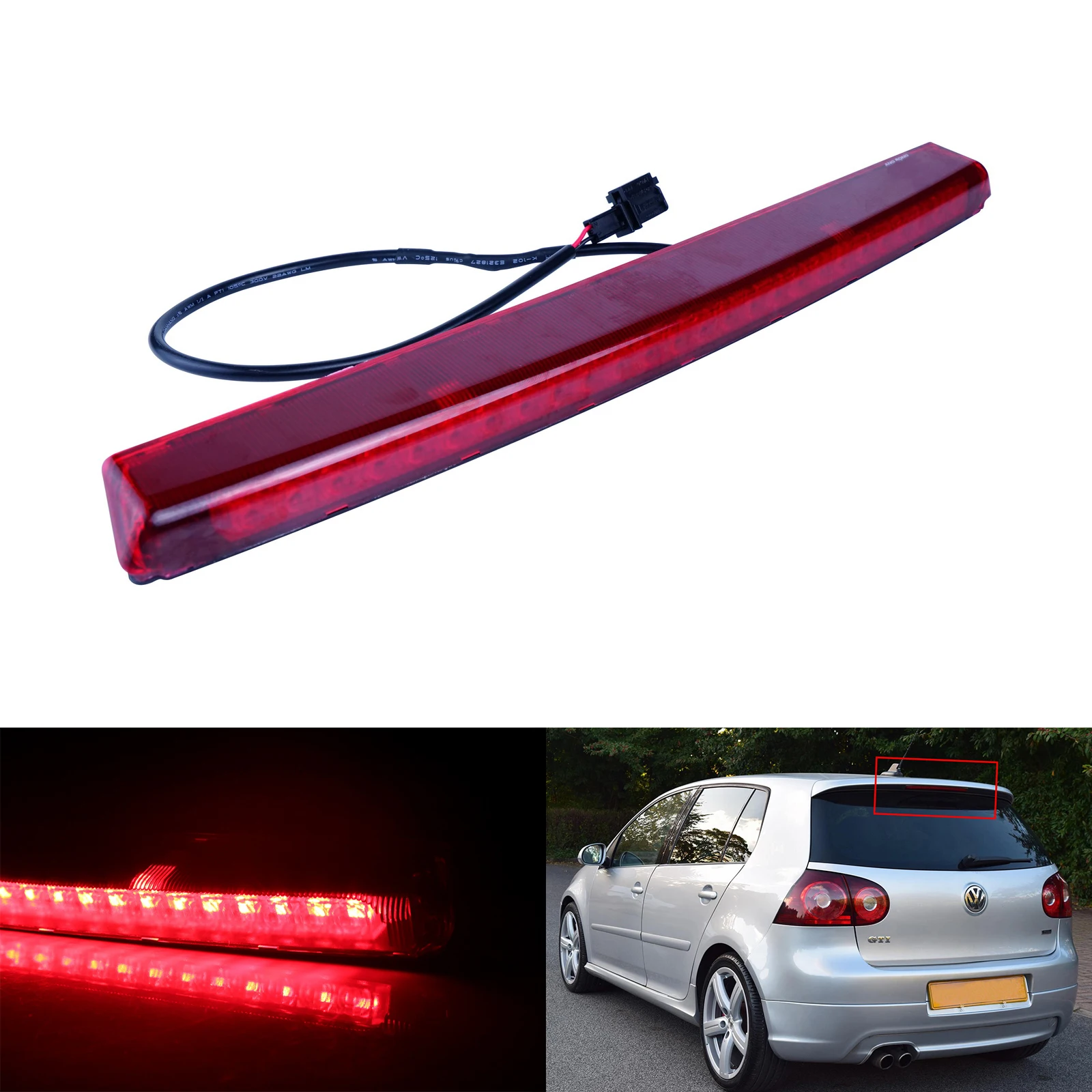 ANGRONG 1Pcs Red LED Rear High Level Brake Light For VW Golf MK5 GTI R32 R-Line Passat 3C5 Polo 9N