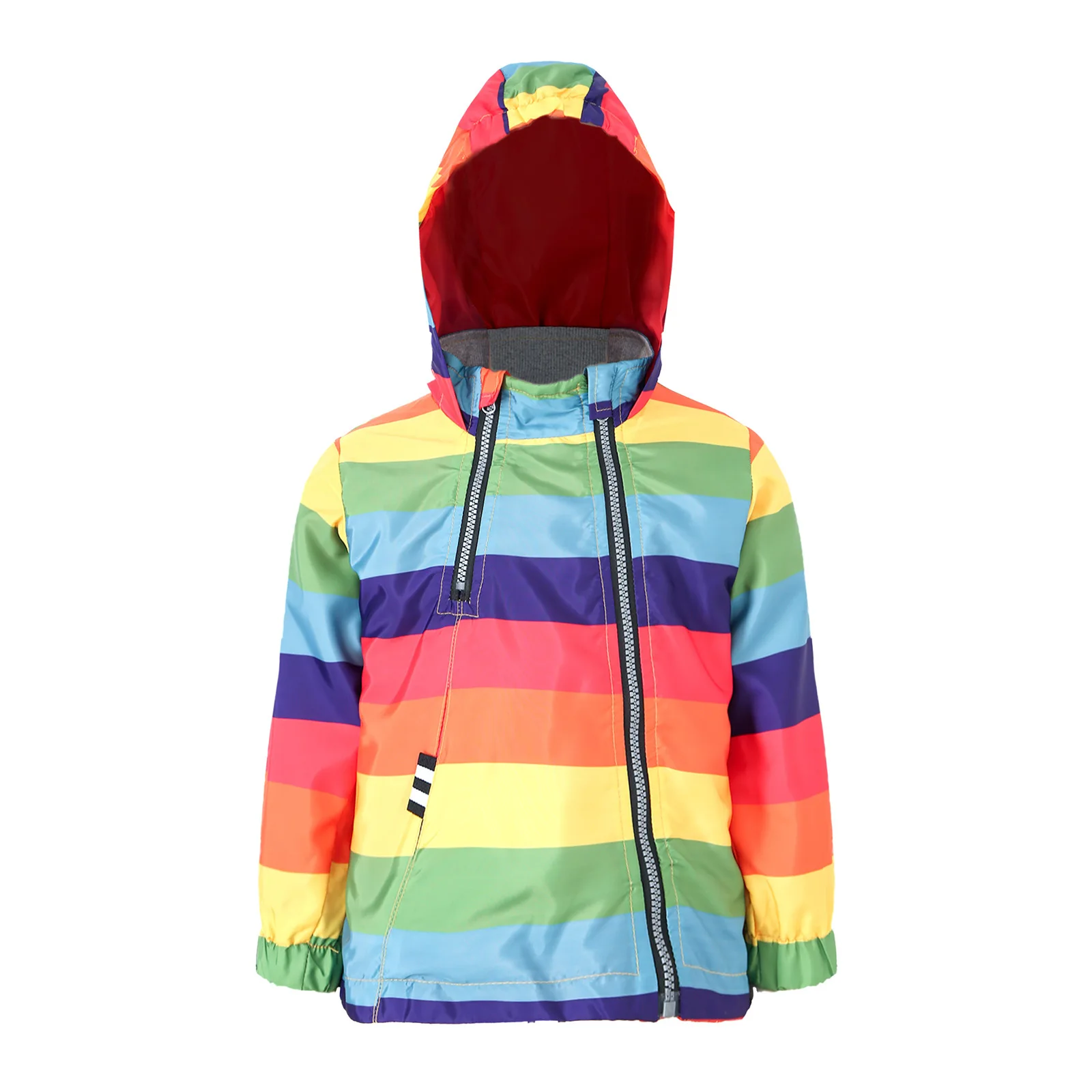 

Baby Boy Girls Zipper Rainbow Hooded Jacket Fashion Cartoon Long Sleeve Windproof Casual Outerwear Kids Hoodie Style Outwear Top