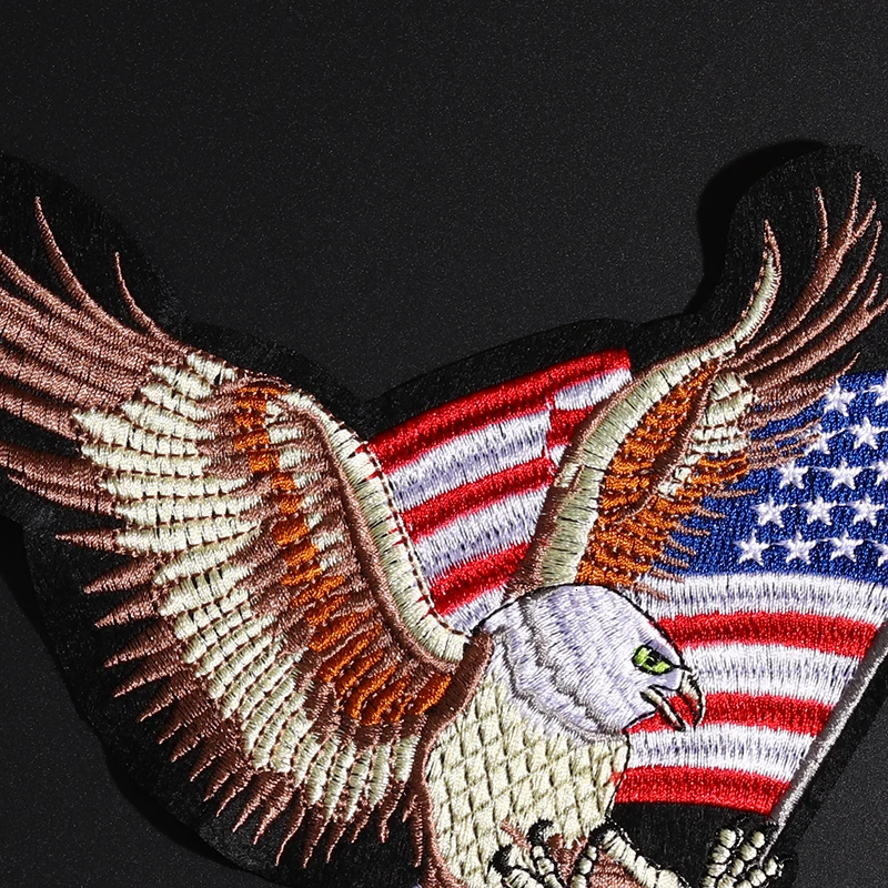 Hot Sale 1Pcs Bald Eagle Sew On Biker Patch USA Flag Punk Patches DIY Stickers For Clothes Embroidery Patch Sewing Accessory