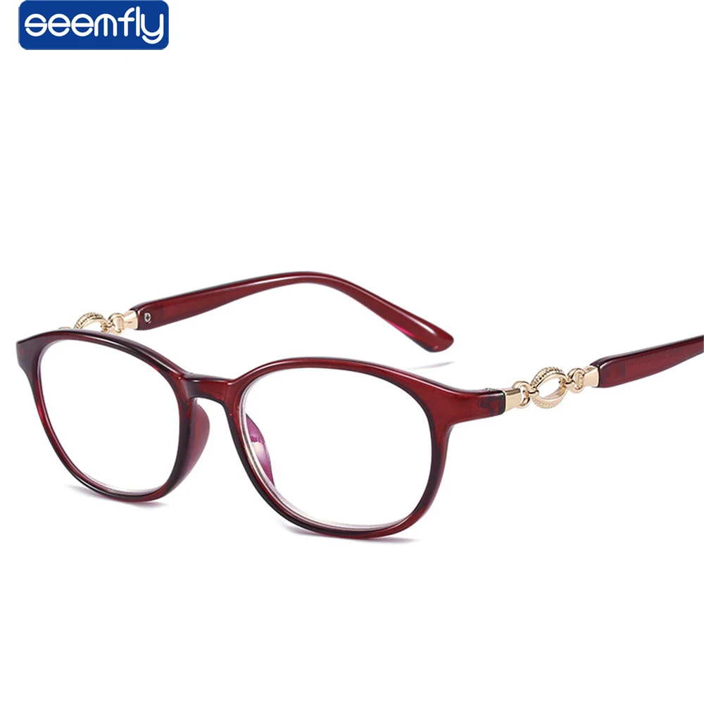 Women Vintage Reading Glasses Round Metal Decoration Blue Blocking Protective Eyewear Prescription Eyeglass Diopter +1.0 1.5 2.5