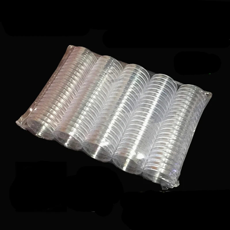 50 Buah 15 UKURAN 18 20 25 30 32 40 45Mm Casing Wadah Kapsul Pelindung Plastik Bening untuk Kotak Tempat Koleksi Koin Token