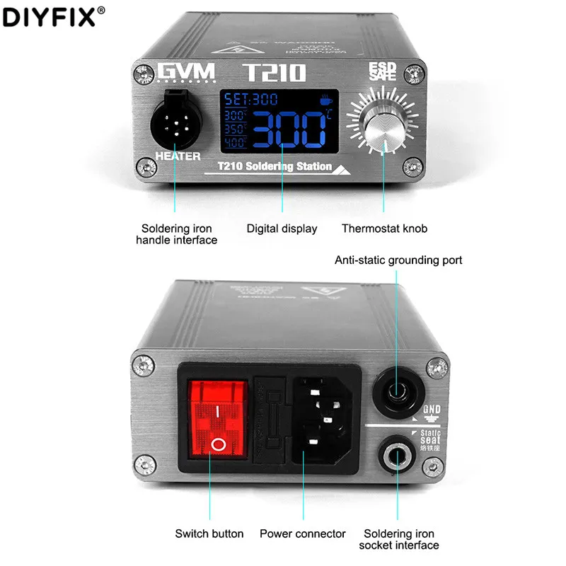 DIYFIX GVM T210 전문 휴대 전화 수리 일정한 온도 납땜 스테이션 2 초 용융 주석 빠른 온난화