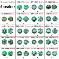 2pcs Green Round 8 16 32 ohms 0.25 watt 0.25W 0.5W 16R 32R Doorbell horn Toy-car speaker 20 21 23 27 29 mm Loudspeaker replace