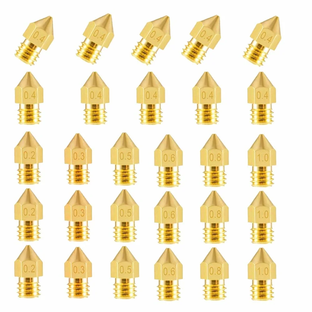 28pcs 3D Printer Nozzles MK8 Nozzle 0.2mm, 0.3mm, 0.4mm, 0.5mm, 0.6mm, 0.8mm, 1.0mm Extruder for 3D Printer Makerbot Creality