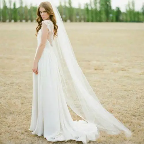 High Quality  Ivory White Two Meters Long Tulle Wedding Accessories Bridal Veils With Comb