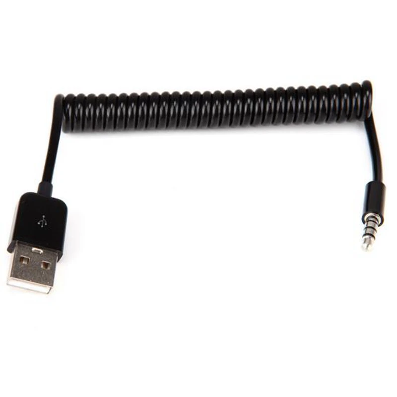 USB 2.0 do 3.5mm audio aux wtyczka z męskiego na męskie realizacji adapter gniazda jack danych kabel sprężynowy, służy do podłączenia telefonu