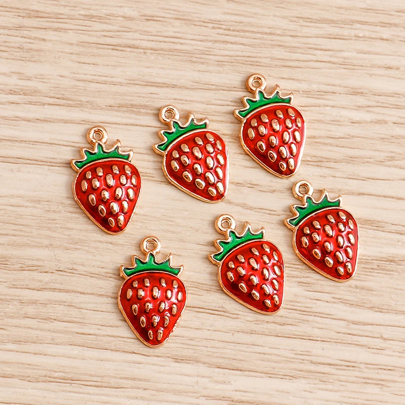 10pcs/lot Cute Enamel Charms for Earrings Pendants Necklace Fruit Strawberry Watermelon Pineapple Charms DIY Bracelet Jewelry